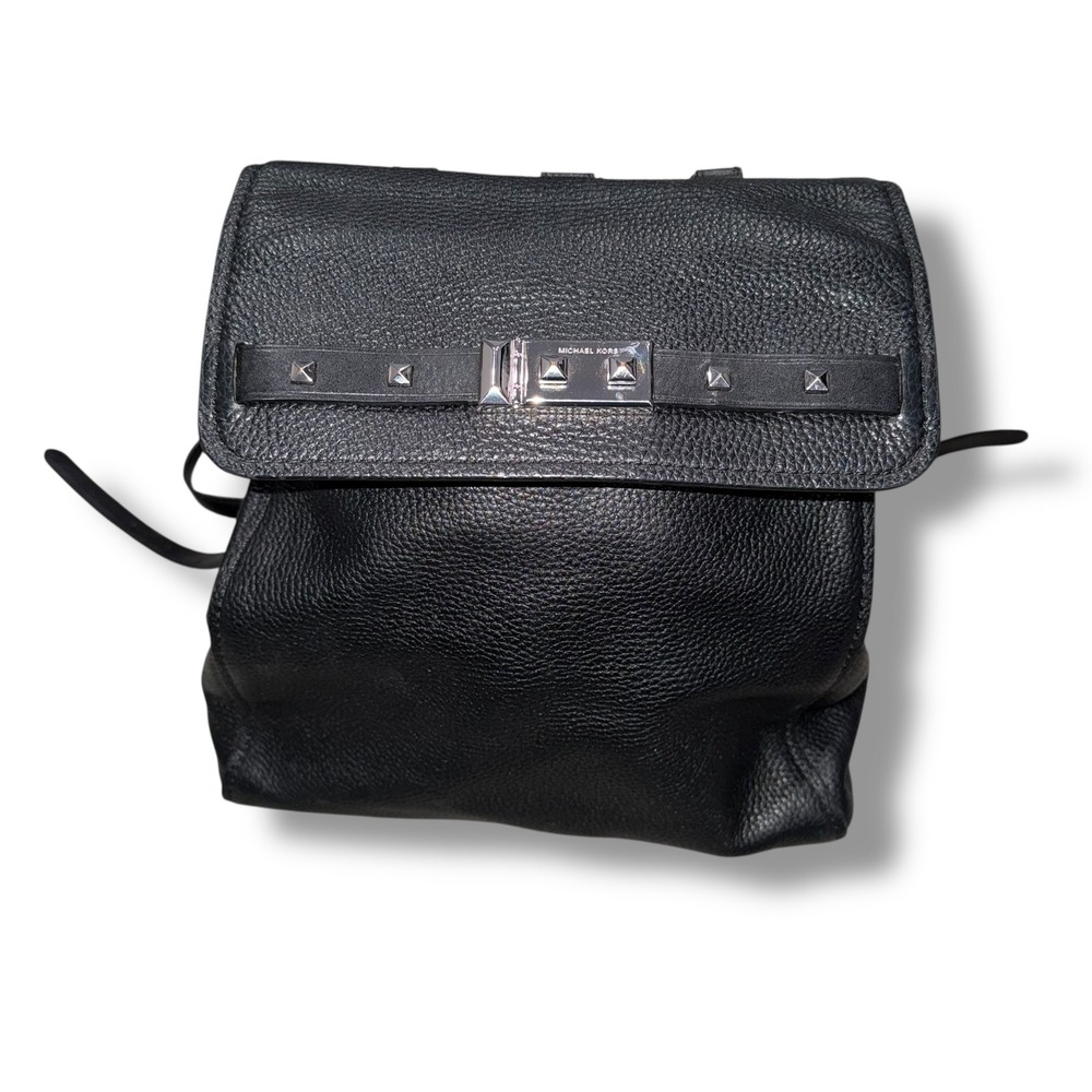 Michael Kors Black Leather Mini Backpack‎ Studded Convertible Bag Purse - Picture 4 of 7